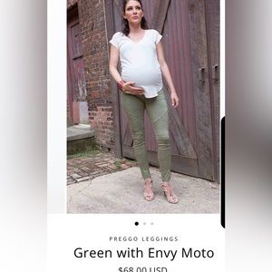 Preggo maternity Moto Leggings - M- Green with Envy